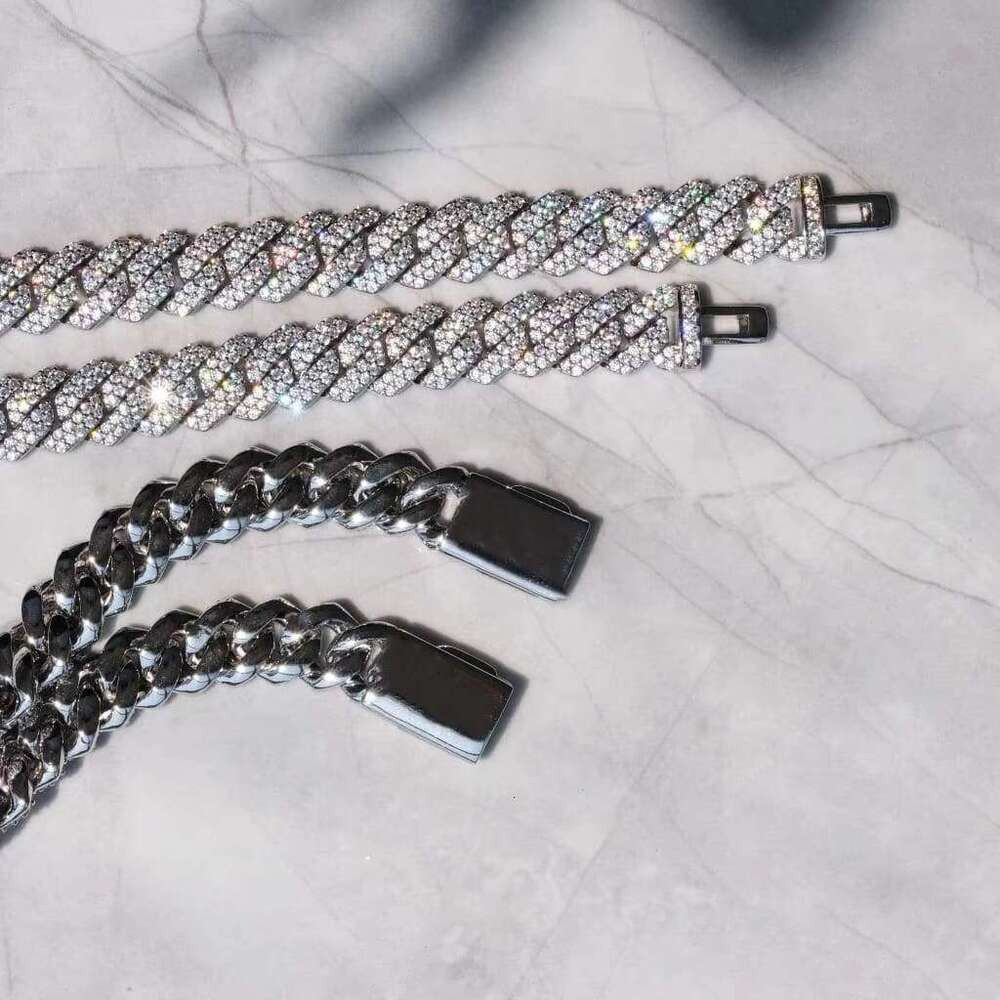 Sier Rap Singer Jewelry Men 12mm Iced Vvs Moissanite Cuban Chain