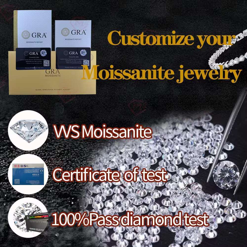 5mm Tennis Necklace Hiphop Gold Plated 925 Sterling Silver VVS Iced Out Moissanite Tennis Chain