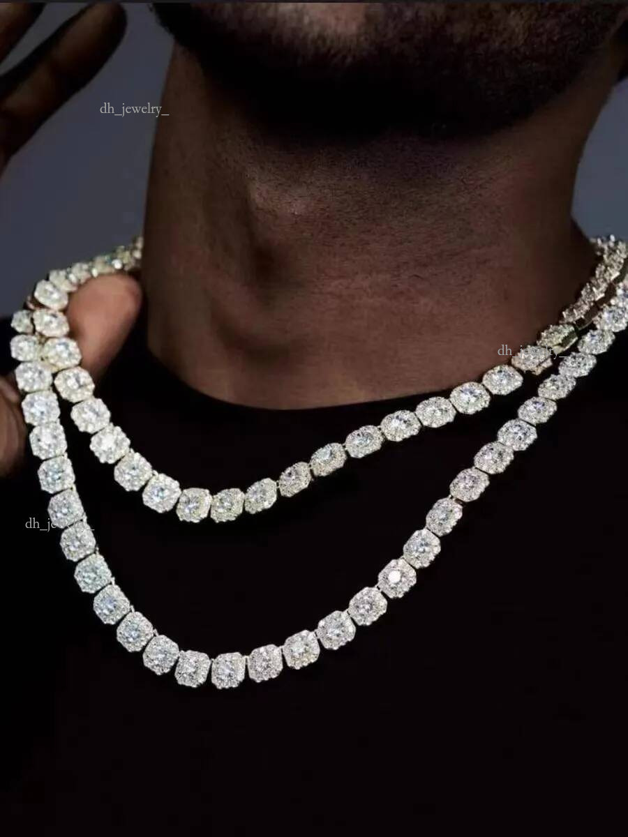 Necklace bracelet men Moissanite Dia Custom Vvs Cuban Link S Sier 10mm Large Tennis Chain Solid Back Hiphop