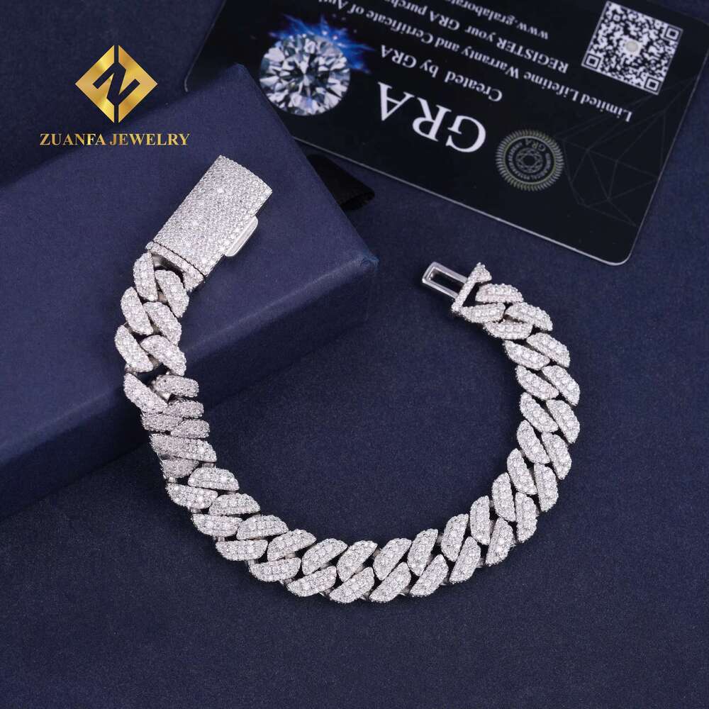 Hip hop men's sier 10mm Cuban chilled bracelet Moissanite jewelry