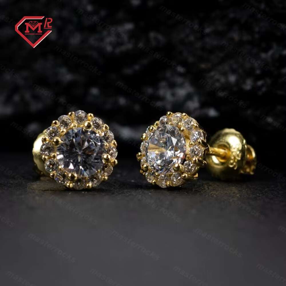 Luxurious sier gold-plated with screw backs and chilled round pyroxene earrings for men