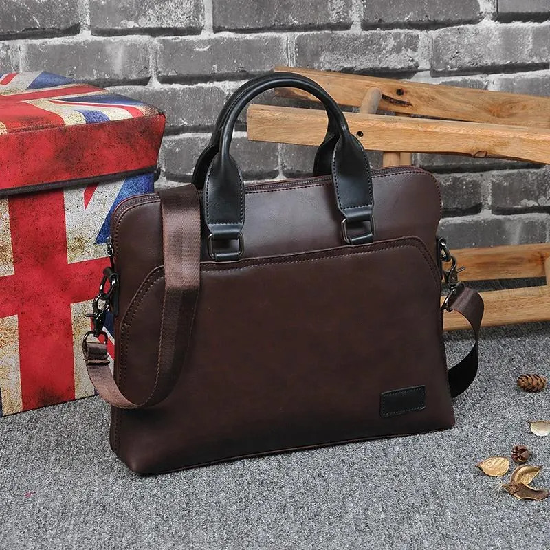 Briefcase For Men - Premium PU Leather Executive Laptop Office Bag, Vintage Handbag Tote Messenger Business Document Bag New Free Delivery Designer Ba
