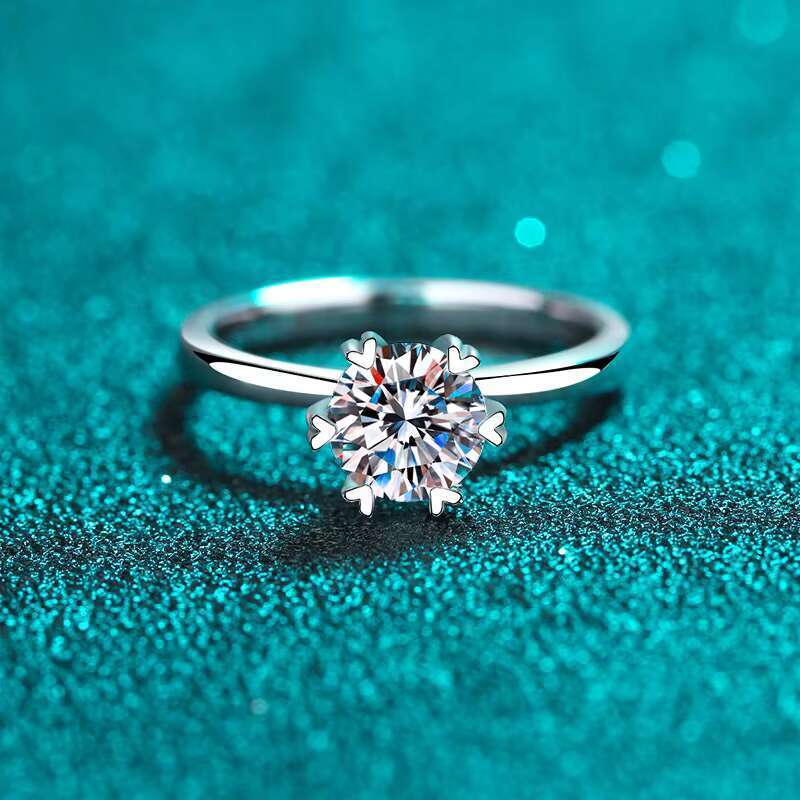 Luxurious S sterling silver 2ct silica engagement wedding exquisite jewelry ring, six claws chilled for women