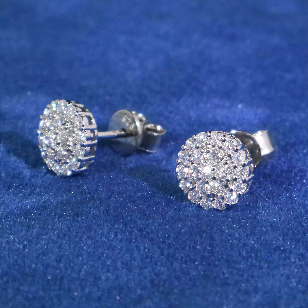 Hip hop jewelry S sier chilled screw back 1CT silica earrings