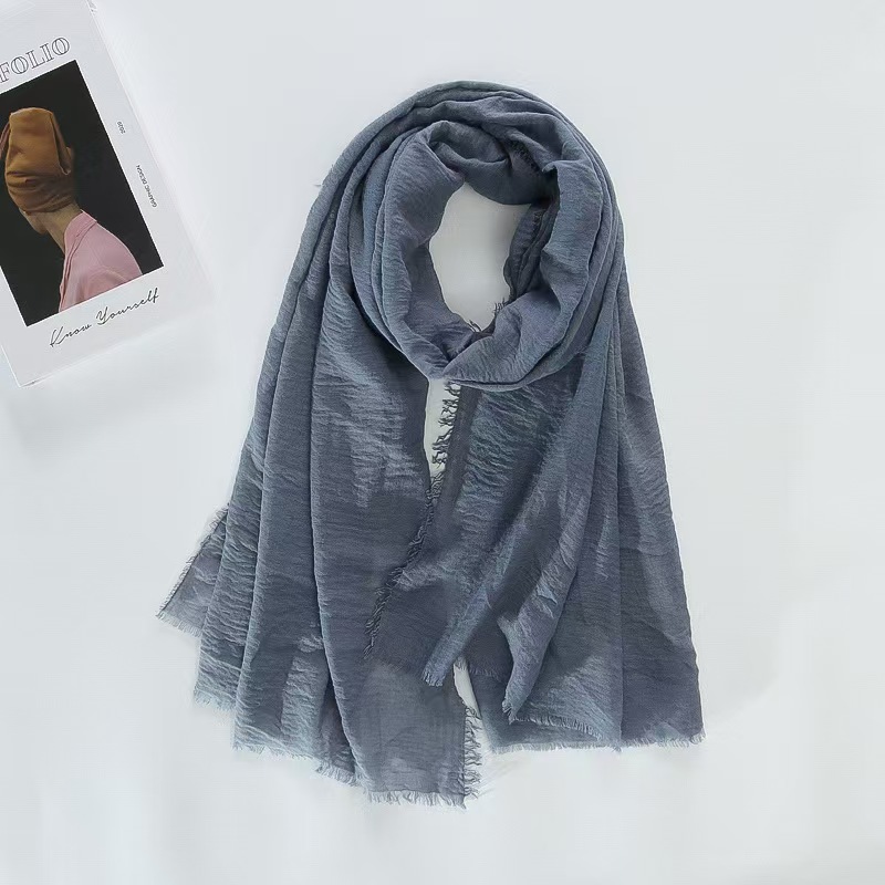 T678 solid color encrypted cotton and linen scarf ladies silk scarf shawl long scarf