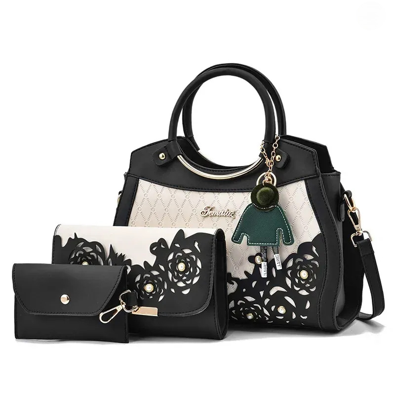 Fashion Bag - Women's Designer Bags, Hollow Out Ombre Handbag, Floral Print Shoulder Bag, PU Leather Casual Tote New Free Delivery Designer Bag