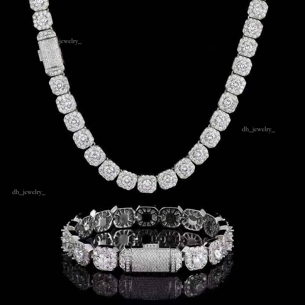Necklace bracelet men Moissanite Dia Custom Vvs Cuban Link S Sier 10mm Large Tennis Chain Solid Back Hiphop