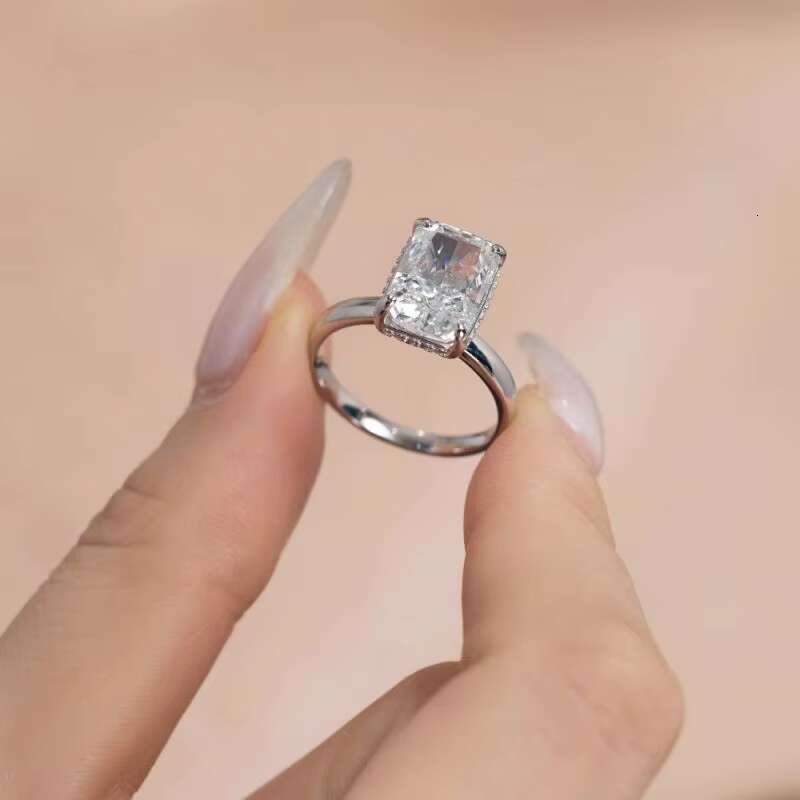 8A crushed ice cut cubic zirconia engagement bride ring, pure silver rhodium plated wedding and party