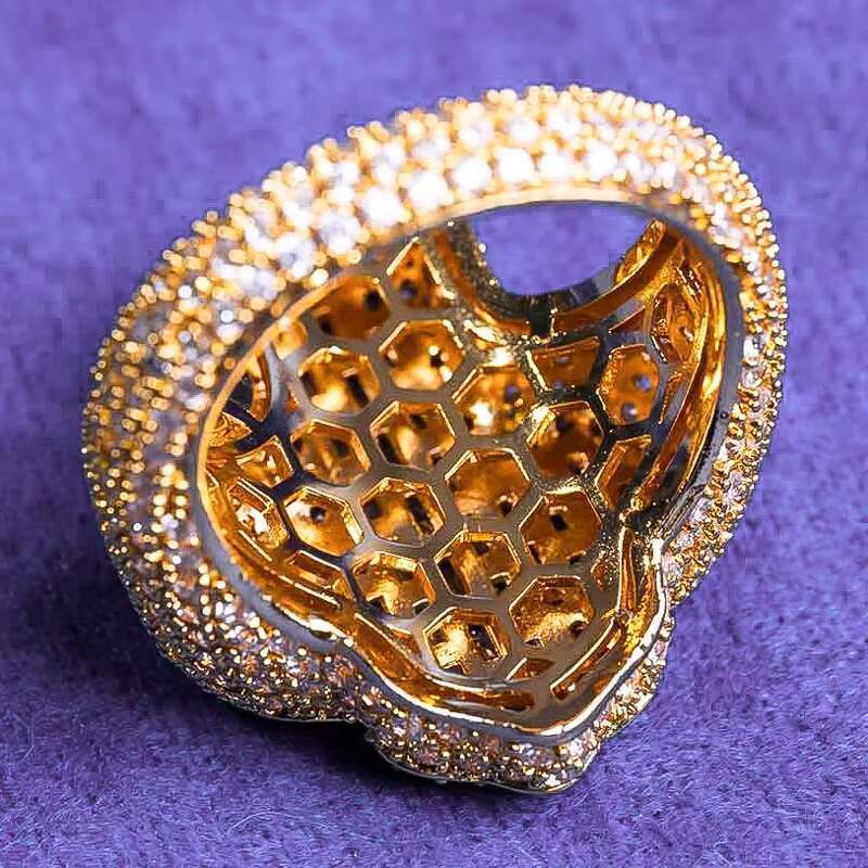 Gela hip-hop chilled pure silver diamond tester VVS moissanite hibiscus French long stick cross ring