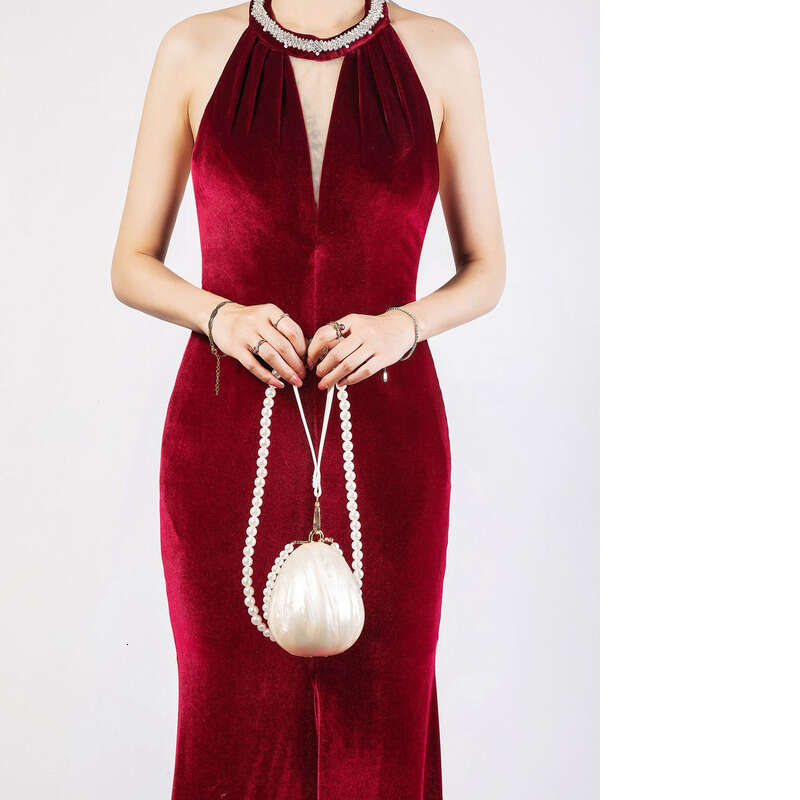 Dinner Bag Women Acrylic Egg Bag Cute Pearl Evening Clutch Bag With Beaded Strap For Wedding Party Purse And Handbag KQ