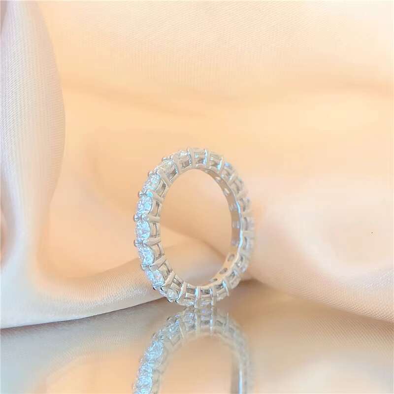 Cluster Gra Certified 3mm 5mm Sier Iced Out Hip Hop Moissanite Tennis Ring