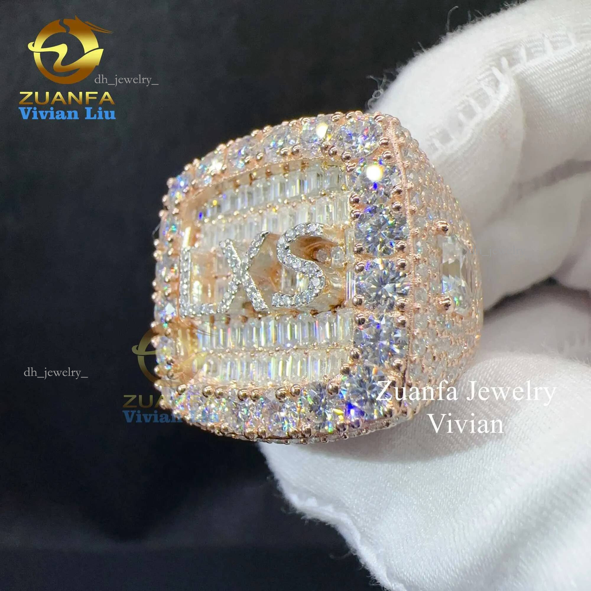 Pass Dia Tester Custom Vvs Moissanite Hip Hop Jewelry Sterling Sier Ring for Men Rings