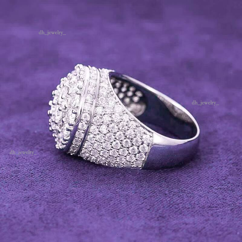 2024 Hip Hop Fine Jewelry Passd Dia Tester Sier Iced Out VVS Moissanite Cluster Prong Dome Ring for Men Women