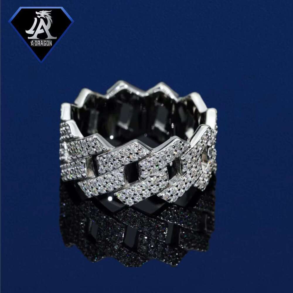 3.79ct men's Vvs Mosinate ice out charm jade cut silver engagement ring