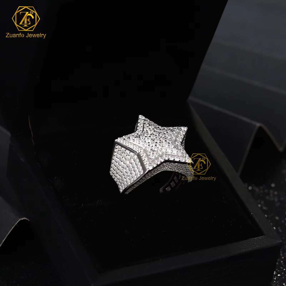 Dropshipping boutique jewelry diamond men's ice out pure silver silica Hiphop ring