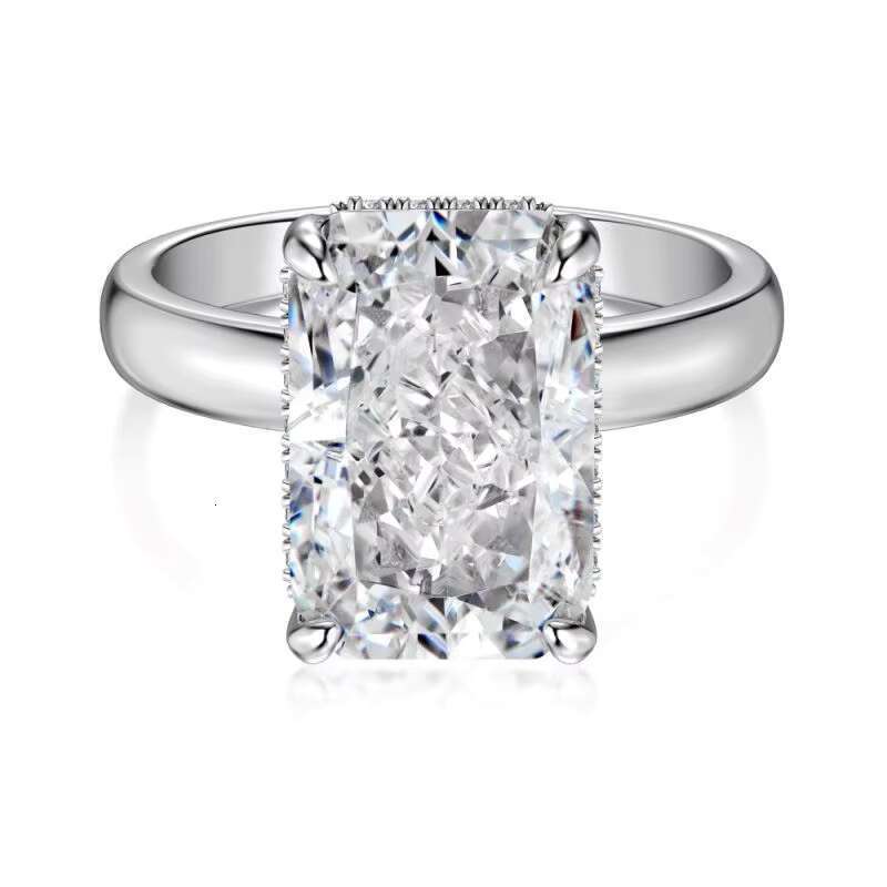 8A crushed ice cut cubic zirconia engagement bride ring, pure silver rhodium plated wedding and party