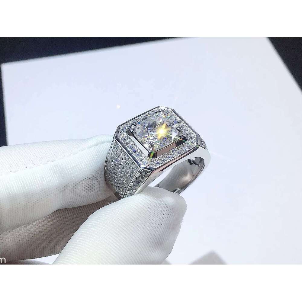 1CT 2CT 3CT 5CT gra vvs ring men white gold plated iced out moissanite rings sterling sier hip hop