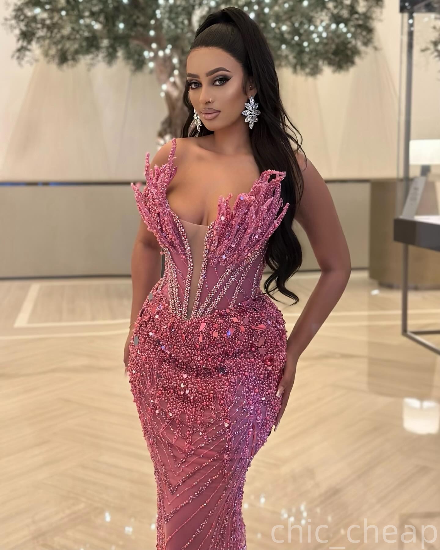 Blush Pink Mermaid Plus Size Prom Dresses 2025 Crystals Sequined Sweetheart Evening Formal Party Second Birthday Engagement Gowns Dress For Special Oc
