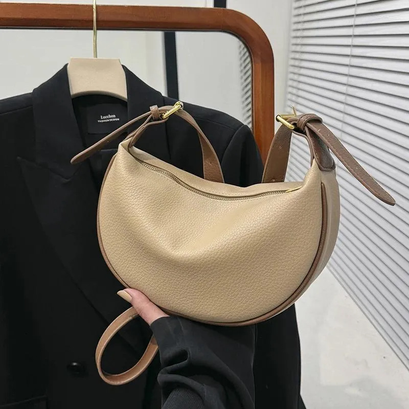 free shipping Shoulder Bags Women Crescent Bag PU Leather Hobo Tote Handbag Solid Color Simple Underarm Daily For Ladies