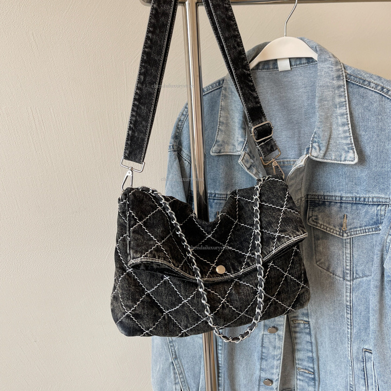 Designer Women's Shoulder Bag Denim Fashion New Commuter Crossbody Bag Summer Casual Mesh Handbag Women's Soft Bag Phone Bag 2025