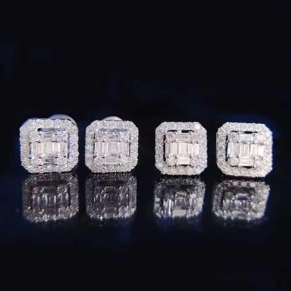 Master Rock Jewelry Solid Sier 2ctw Hip Hop Iced VVS Stick Moissanite Earrings