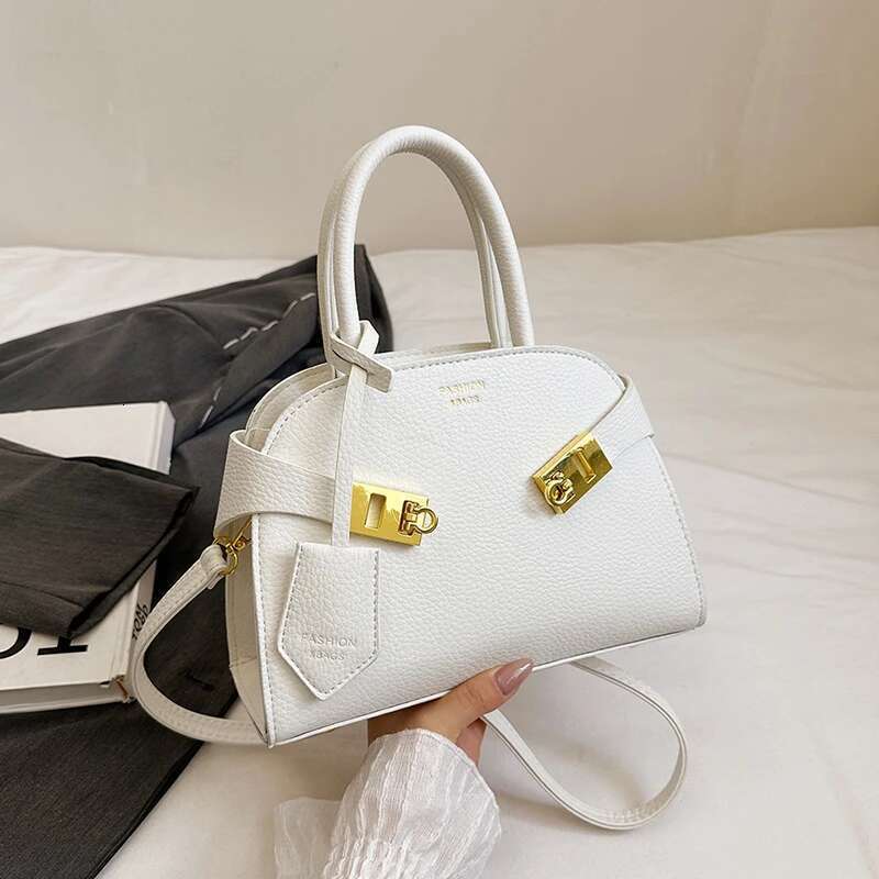 Solid Color Leather Shopper Tote Elegant Crossbody Bag Paris Fashion Inspired Minimalist Women Purse