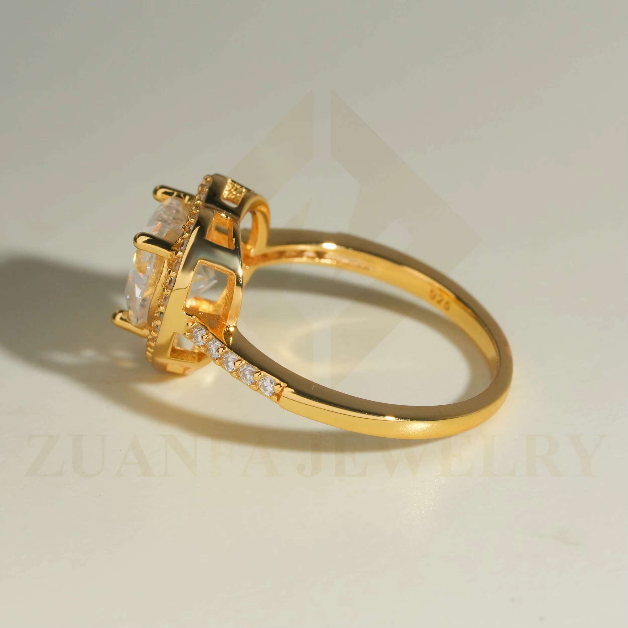 18k Gold Plated Engagement Rings 925 Silver 2carats Moissanite Heart Shape Cluster Wedding Ring Gold Plated Women Jewelry