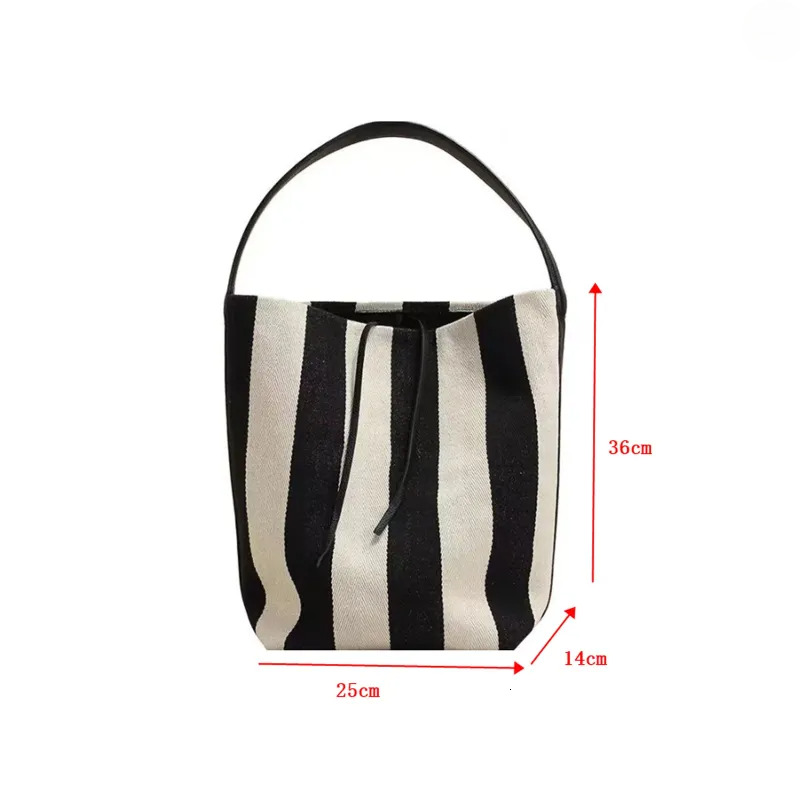 Free Shipping Totes Stripe Wide Shoulder Canvas Women's Large Capacity Casual Simple Commuting Single Bucket Versatil Designer Bag Luxury Bag Tot