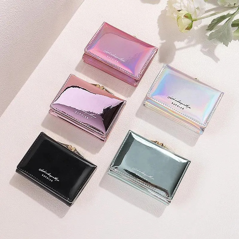 Wallets Trend Women Wallet Bags Letter Print Laser Short Change Purse Bag PU Leather Small Money Coin Card Holder New Free Delivery Designer Bag