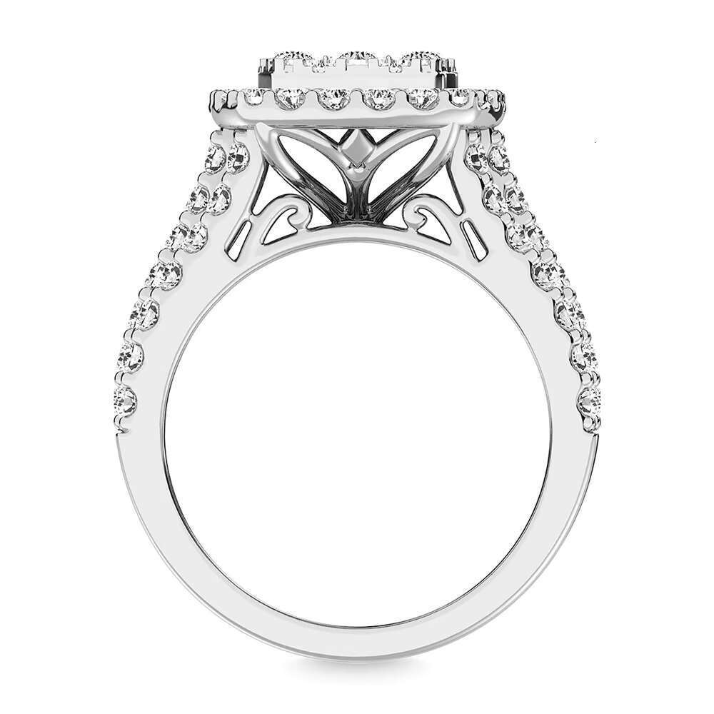 Luxury Engagement Silver High Quality Round Cutting Rubble Ice Cold Women's Ring Boutique Jewelry