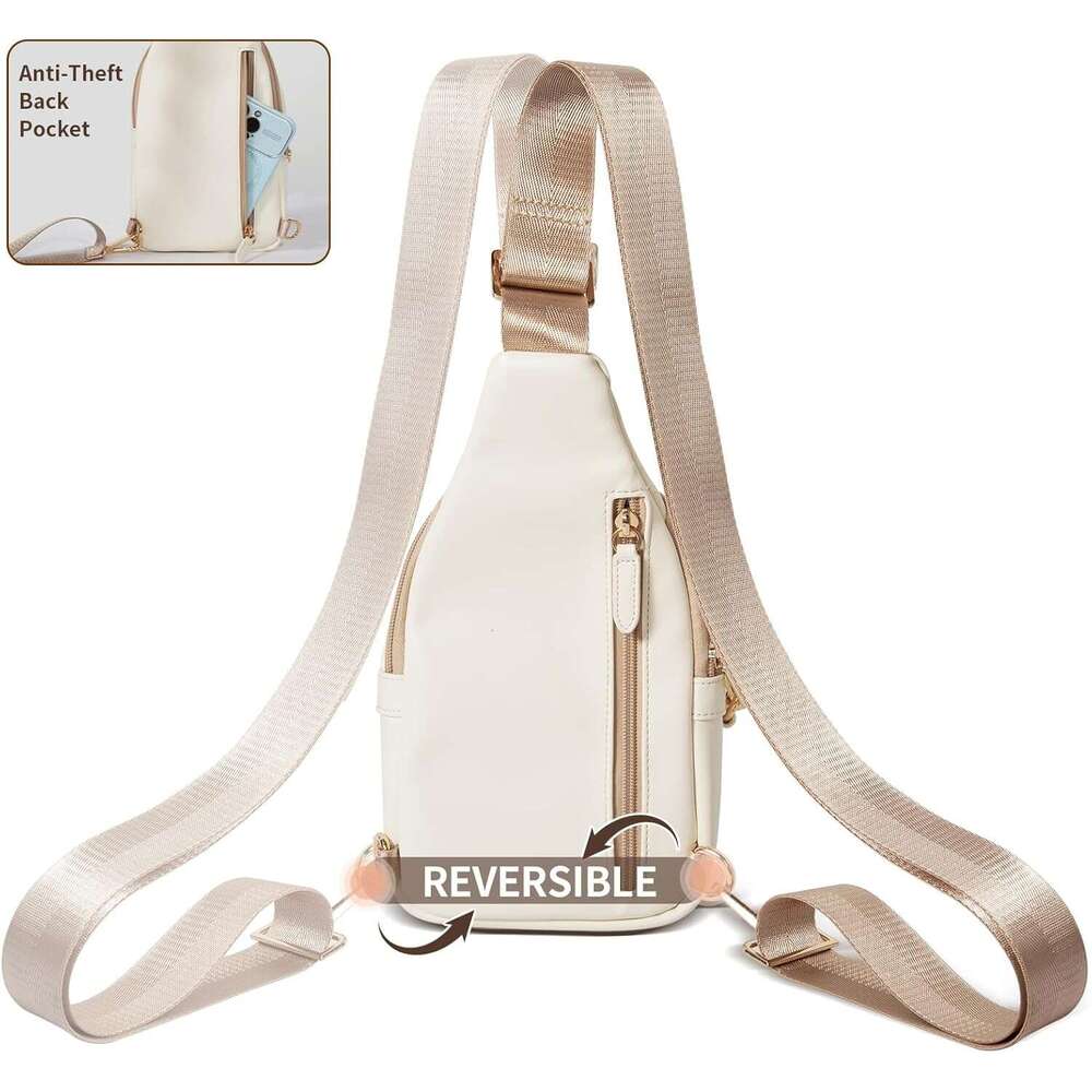Crossbody Women RFlD Pocket Small Shoulder Bag with Anti Theft Zipper Clips, Adjustable Strap Perfect for Shopping and TravelWhite
