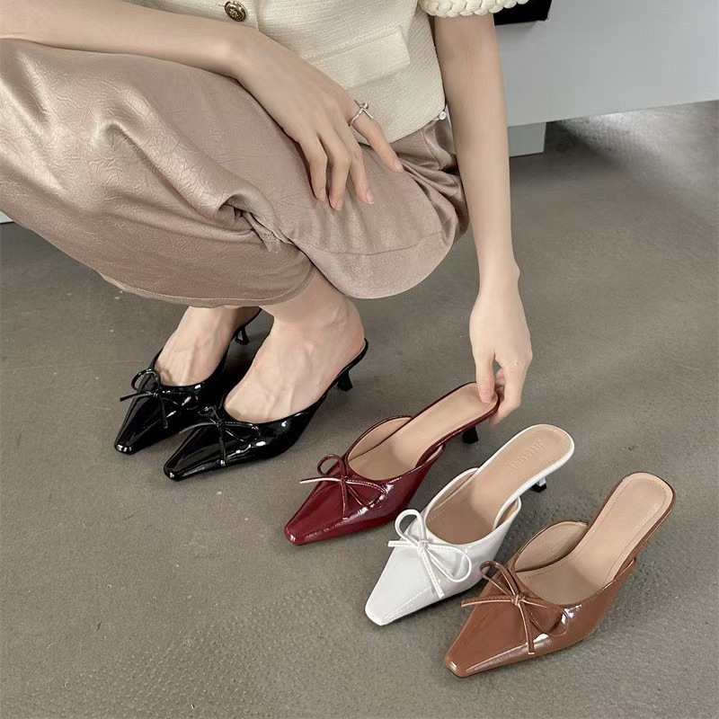 free shipping designer Dress shoes for woman outdoor Bowtie high heels single sandals fashionable