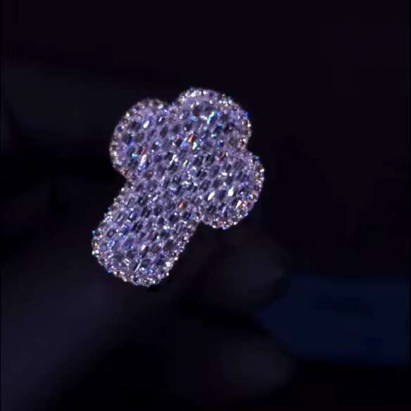 Popular VVS silica Hiphop ice cold men's magic stick cutting silver cross ring