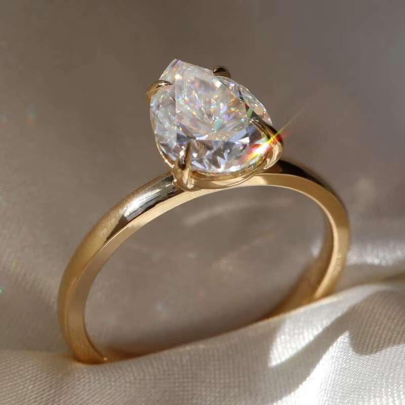 Custom GRA VVs Moissanite Pear Cut Shape Engagement Ring Gold Plated 925 Sterling Silver for Women Men Jewelry 1 3 4 5 Ct