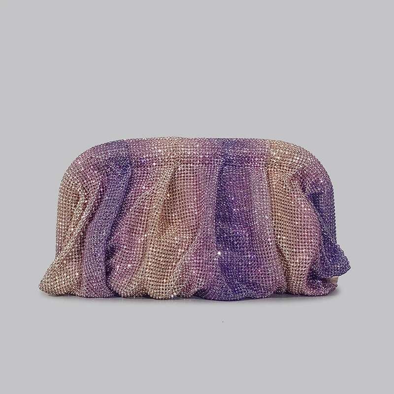 Dinner Bag Shinny Ruched Rhinestone Clucth For Women Gradient Love Hearts Pattern Evening Bag Fashion Party Female Purse KQ