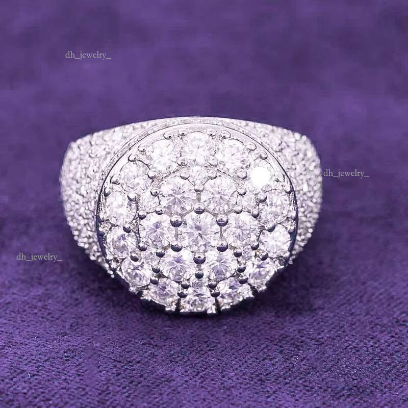 2024 Hip Hop Fine Jewelry Passd Dia Tester Sier Iced Out VVS Moissanite Cluster Prong Dome Ring for Men Women