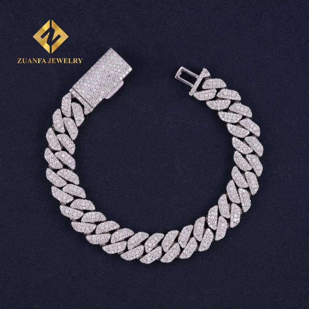 Hip hop men's sier 10mm Cuban chilled bracelet Moissanite jewelry