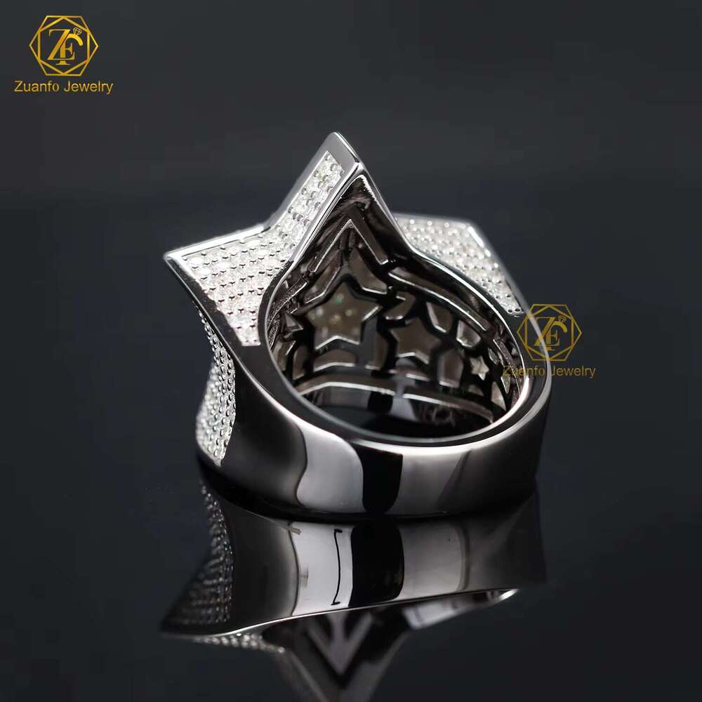 Dropshipping boutique jewelry diamond men's ice out pure silver silica Hiphop ring