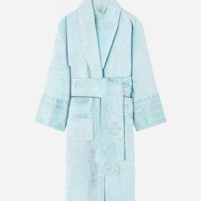 V Ersacee Robe 2025 Women Sleep Unisex Man Cotton Sleepwear Night Highquality Bathrobe Brand Designer Robe Breathable Elegr 10 Colors M-3XL