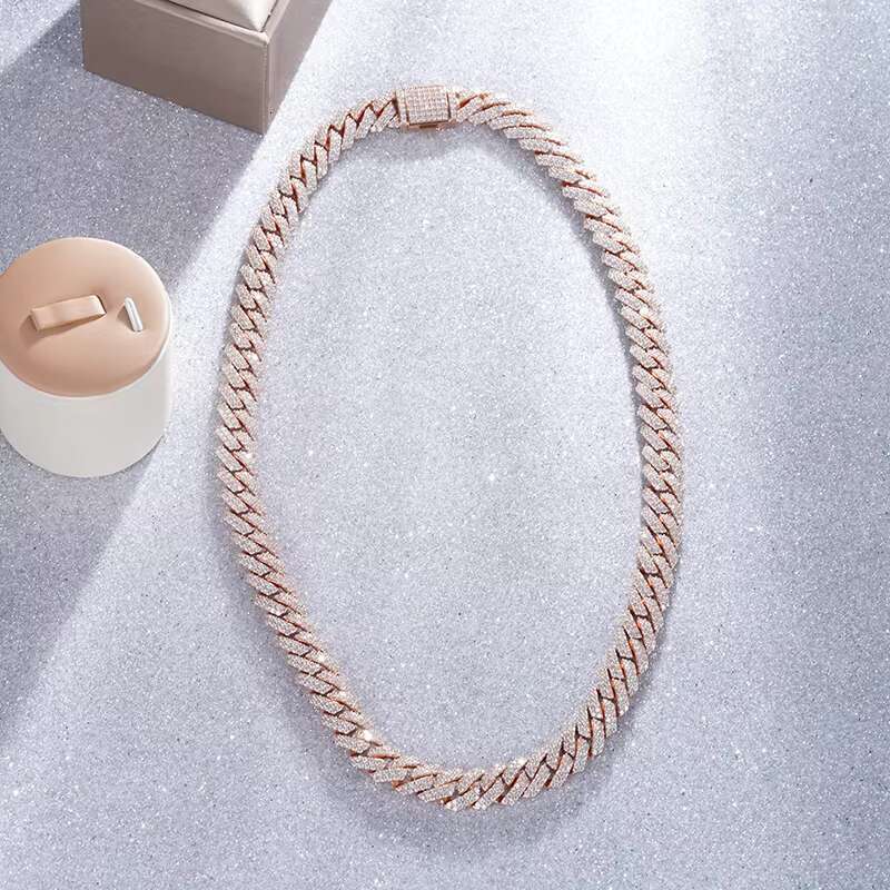 Hip hop Jewelry VVS Moissanite Pure Sier Iced Cuban Chain Necklace Bracelet