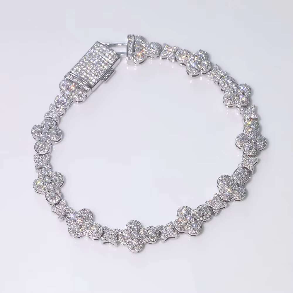 NUOYA Customizable 925 Sterling Silver Bracelet VVS Moissanite Gold Silver Cross Bracelet for Women Fine Chain Link Jewelry