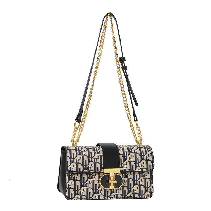 live streaming womens 2025 new french printed chain crossbody highquality and versatile shoulder bag small square bag