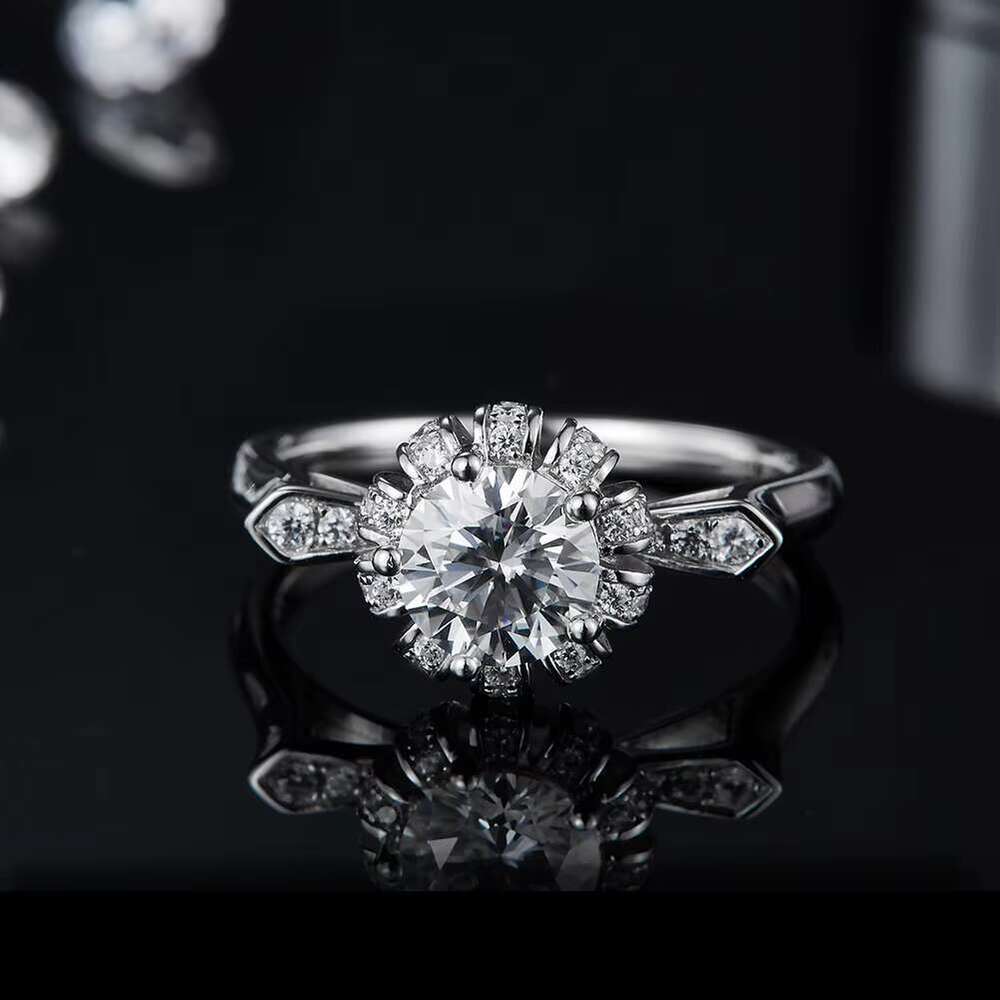 RINNTIN SMR70 D-E VVS Jewelry Set Pure Silver Wedding Silica Ring