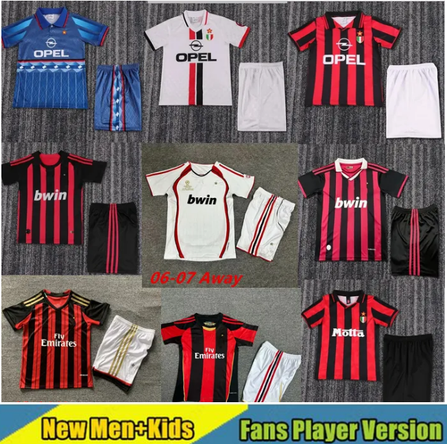 kids 2006 2007 Retro AC milanss KAKA Soccer Jerseys PIRLO 1990 2000 2009 2010 2012 RONALDO RONALDINHO- 00 10 12 06 07 90 football shirt Men kids AC Vintage Classics