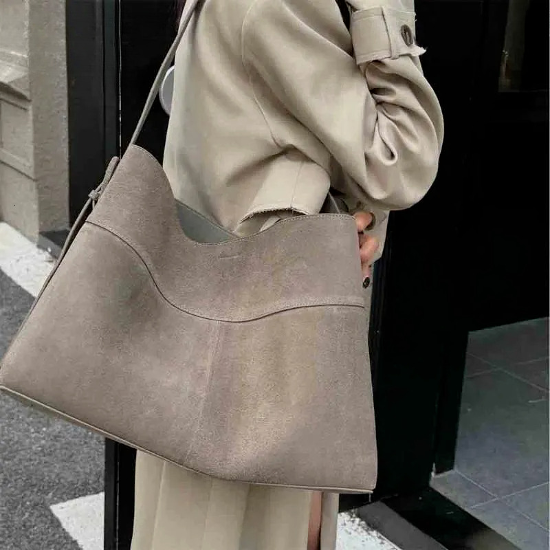 Tote Bags Women - Oversized Suede Handbag, Cow Leather Handbags, Retro Style Shoulder Bag For Winter New Free Delivery Designer Bag
