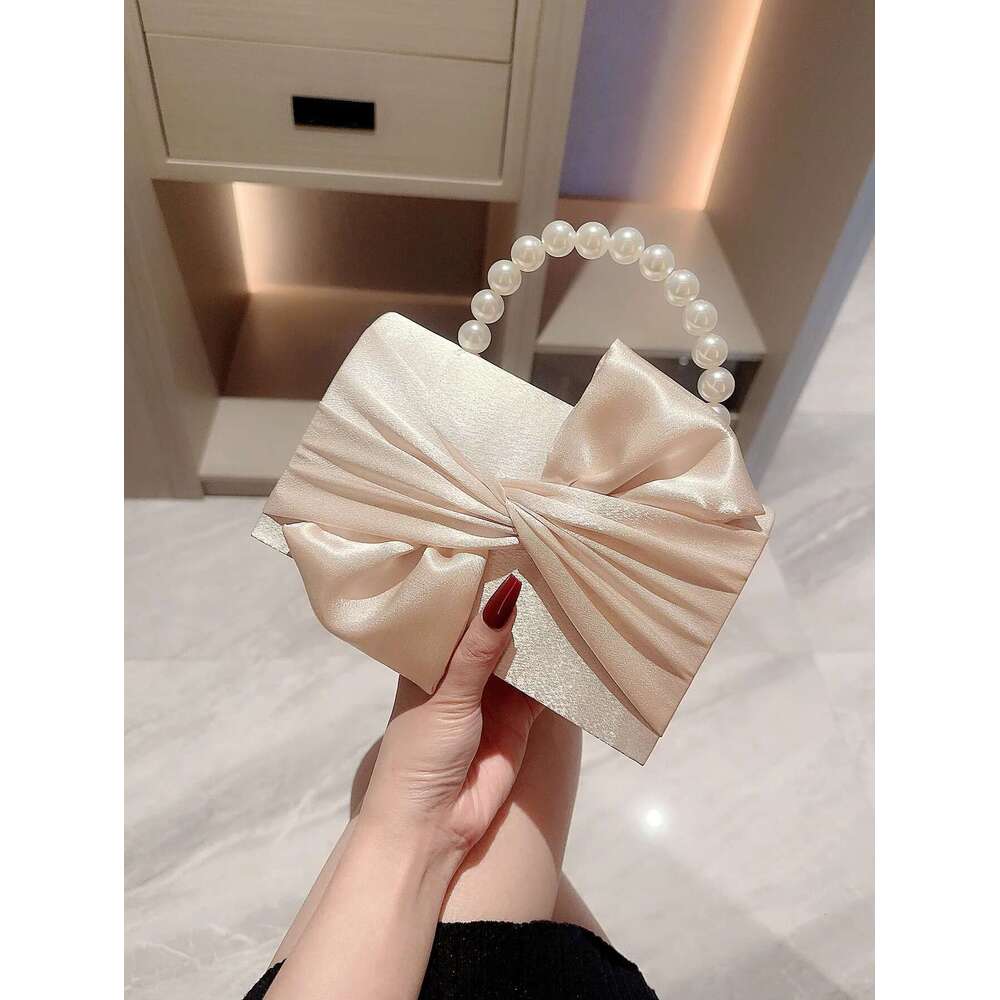Dinner Bag Lady Exquisite Flower White Wedding Faux Pearl Handheld Banquet Evening Party Prom Dress Bag KQ