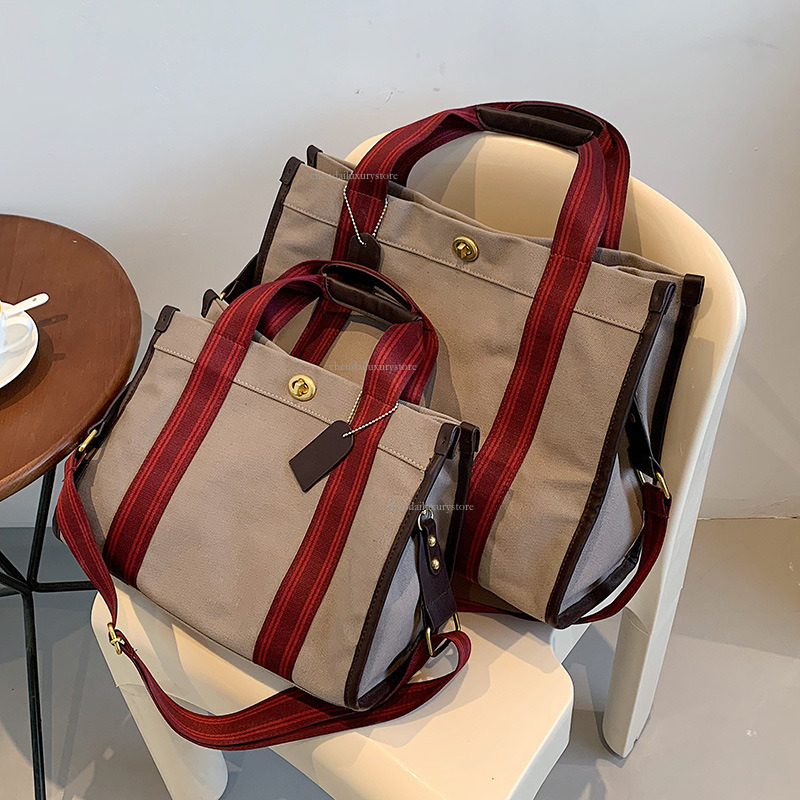 2025 New Women's Shoulder Bag Designer Slant Canvas Fashion Handbag Large Capacity Contrastive Color Niche Trend Crossbody Bag Casual Shopping Ba