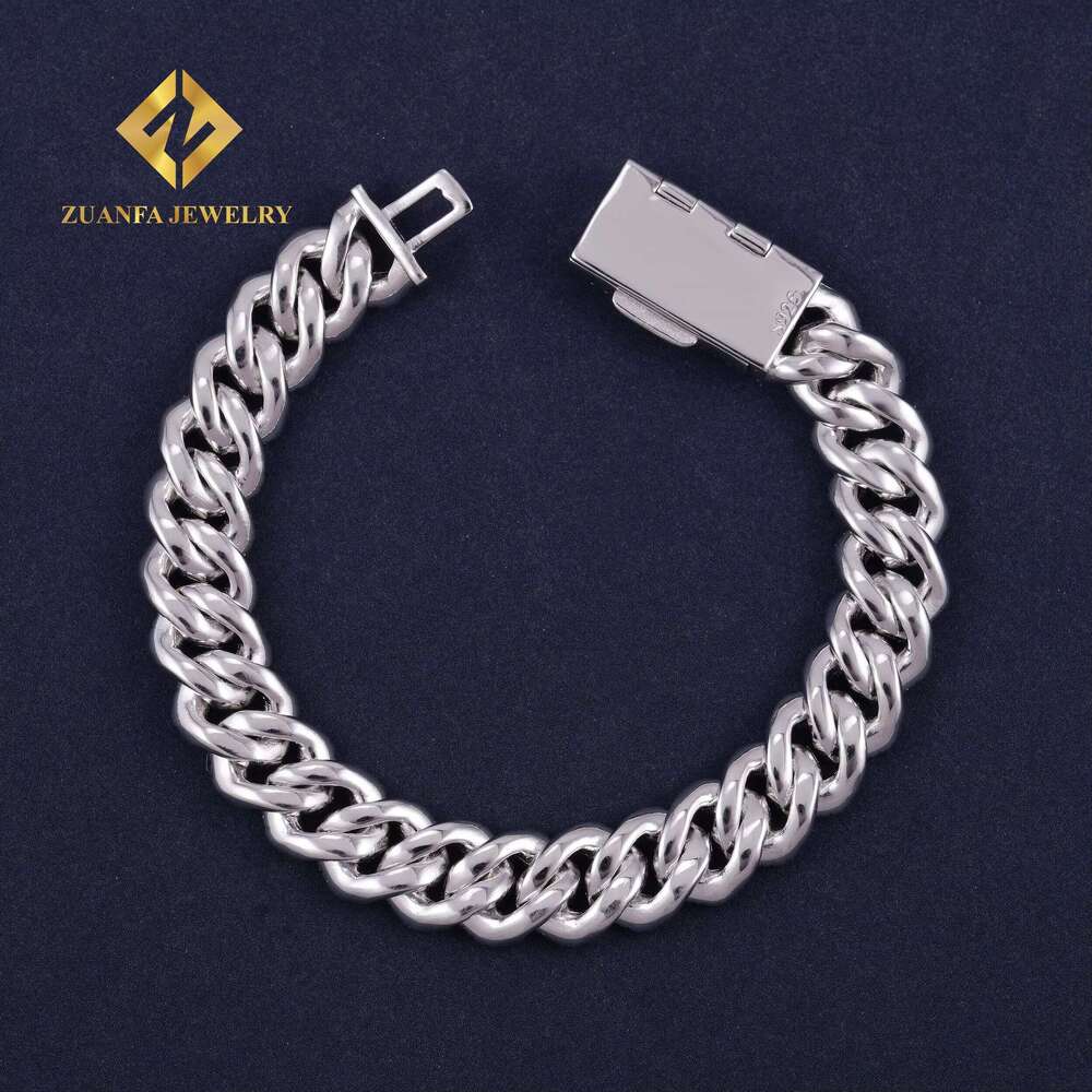 Hip hop men's sier 10mm Cuban chilled bracelet Moissanite jewelry