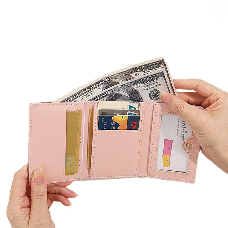 Free Shipping Wallets Trend Women Wallet Bags Letter Print Laser Short Change Purse Bag PU Leather Small Money Coin Card Holder Designer Bag Luxury Ba
