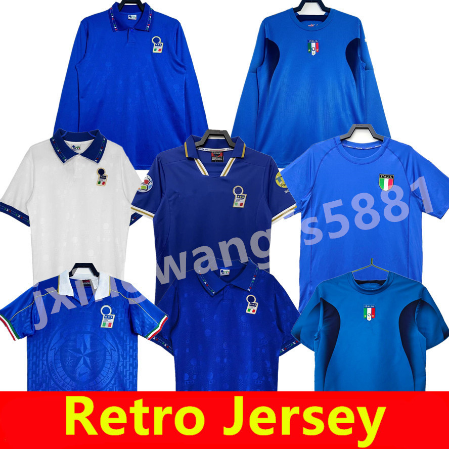 1994 Retro Italia soccer jersey Baggio Maldini 1990 1995 1996 1998 Italys ROSSI Schillaci 2006 2012 Pirlo Inzaghi buffon Cannavaro Totti Del Piero Italyjerseys